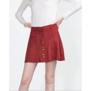 Zara | Rust Red Microsuede Mini skirt | Size S